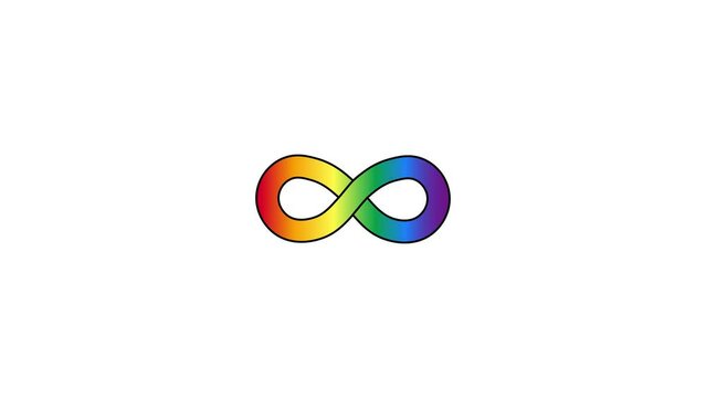 Neurodiversity awareness and acceptance concept animation with rainbow infinity symbols. Autism awareness. Infinity rainbow symbol. infinity sign in rainbow spectrum colors