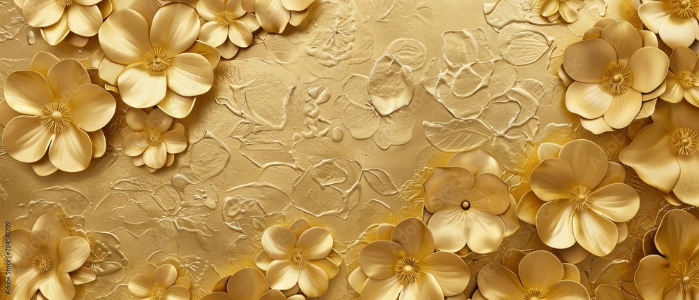 Poster seamless japanese pattern. gold gradient background. flower pattern.