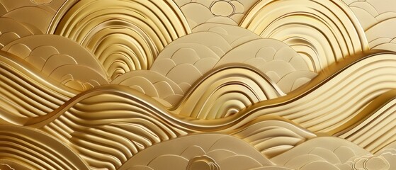Modern seamless Japanese pattern. Gold geometric background wave shape for backgrounds, templates, posters, and backdrops.