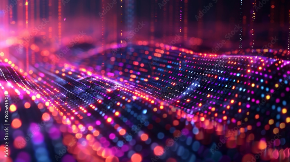 Fototapete Background of a digital binary code matrix conveying the connectivity, complexity, and data flood of the modern digital age.