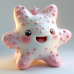A cute and happy baby starfish 3d illustration