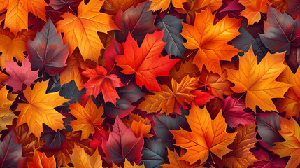 Naklejka na ściany i meble Autumn Aria: Seamless Leaf Fall Background