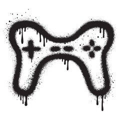 Spray Painted Graffiti joystick Sprayed isolated with a white background. © tedi