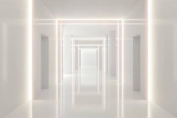 Multi purpose background material: Commercial KV advertising background, minimalist and technological white space tunnel