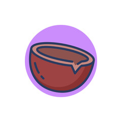 Macadamia shell line icon. Ripe nut, half, healthy nutrition outline sign. Natural ingredient or organic food concept. Vector illustration for web design and apps