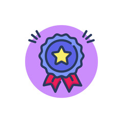 Medal with star line icon. Personal decoration, quality guarantee. Loyalty program, achievement concept. Vector illustration, symbol element for web design and app