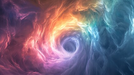 vortex image of a rainbow with light coming from it, in the style of light - obrazy, fototapety, plakaty