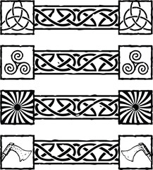Narrow Celtic Border Header Set - Knot, Triquetra, Spiral, Axe