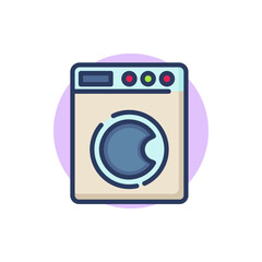 Washing machine line icon. Laundromat, laundry, home, appliance outline sign. Household, cleaning service, domestic work concept. Vector illustration for web design