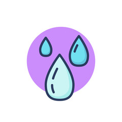 Water drops line icon. Raindrops, dripping, falling outline sign. Fresh water for drink, aqua, weather concept. Vector illustration, symbol element for web design and apps