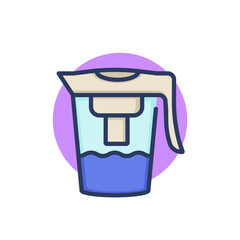 Water filter thin line icon. Pitcher, jug, filtration, purifying water. Fresh water for drink, aqua, healthcare concept. Vector illustration for web design and apps