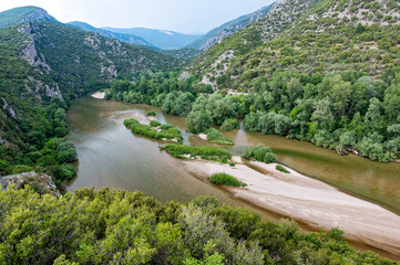 View of the Nestos Gorge in Macedonia, Greece in spring