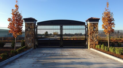 Driveway With Gate and Trees