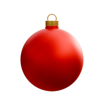 Realistic christmas ball on red color. Christmas ball on isolated background. Red ball.
