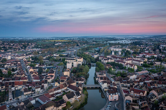 Aerial View of Paray-le-Monial, Sa&ocirc;ne-et-Loire, France