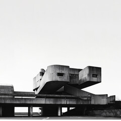 Fototapeta na wymiar brutalism architecture in black and white with copy space