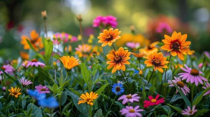 Obraz premium Cluster of Flowers Growing in Grass