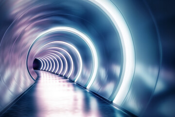 Infinite depth. Surreal light tunnel conjuring optical illusions
