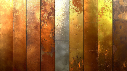 Glossy copper and golden metals, a sunny backdrop for culinary and organic brands.