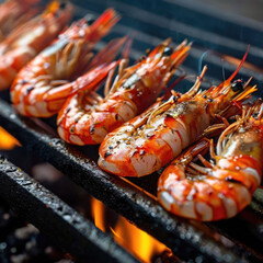 Shrimp grilled deliciously on the grill
