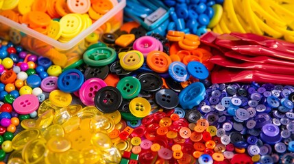 Assorted Craft Buttons and Decorative Items for Creative Expression