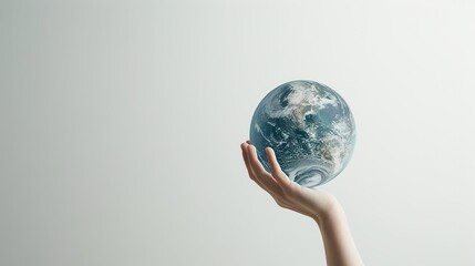 hands holding globe on isolated background