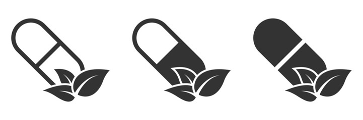 Naklejka premium Herb capsule icon. Vector illustration.
