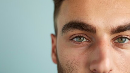 Fototapeta premium Close-Up Portrait of Young Man with Piercing Green Eyes