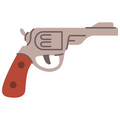 Gun revolver icon.Handgun six shooter pistol.Cowboy revolver.Wlid west symbol.Wlid west weapon. Isolated on white background.Outline vector illustration.
