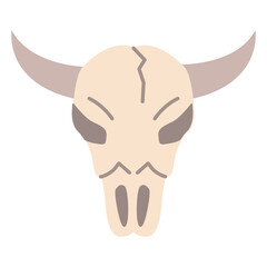 Skull aurochs.Bull skull icon.Head of a bull.Outline vector illustration.Isolated on white background.Doodle sketch.Cow skull horns.