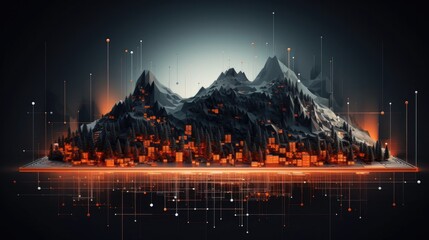 Majestic Futuristic City Nestled in Towering Mountains under a Starry Night Sky