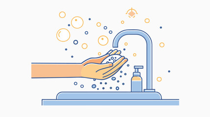 Wash Hands vector outline illustration. flat vector isolated