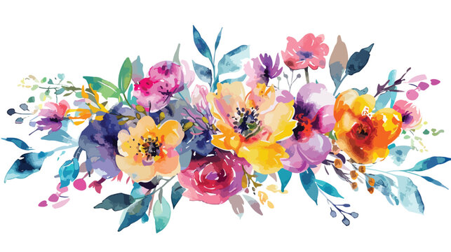 Watercolor seamless pattern with floral bouquets