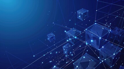 Network connection technology. Cubes and squares