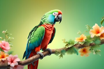 colorful parrot in pastel colors