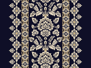 Motifs Ikat floral paisley embroidery on white background.geometric ethnic oriental pattern traditional.Aztec style abstract vector illustration.design for texture,fabric,clothing,decoration