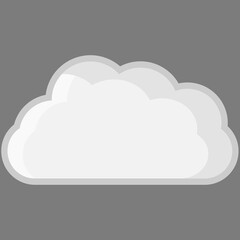 Cartoon cloud icon in white color, with shading and outline