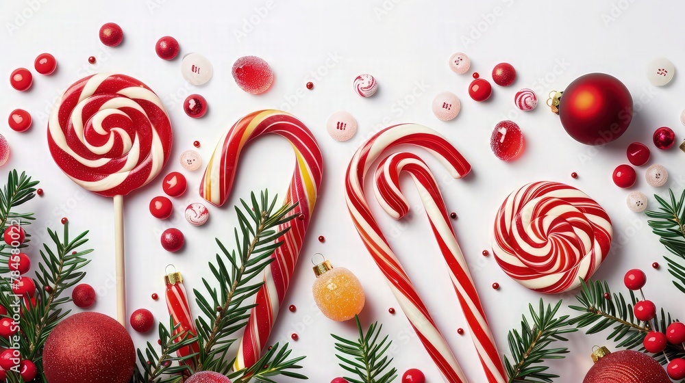 Poster a joyful christmas background showcasing an array of colorful christmas balls and ribbons surroundin