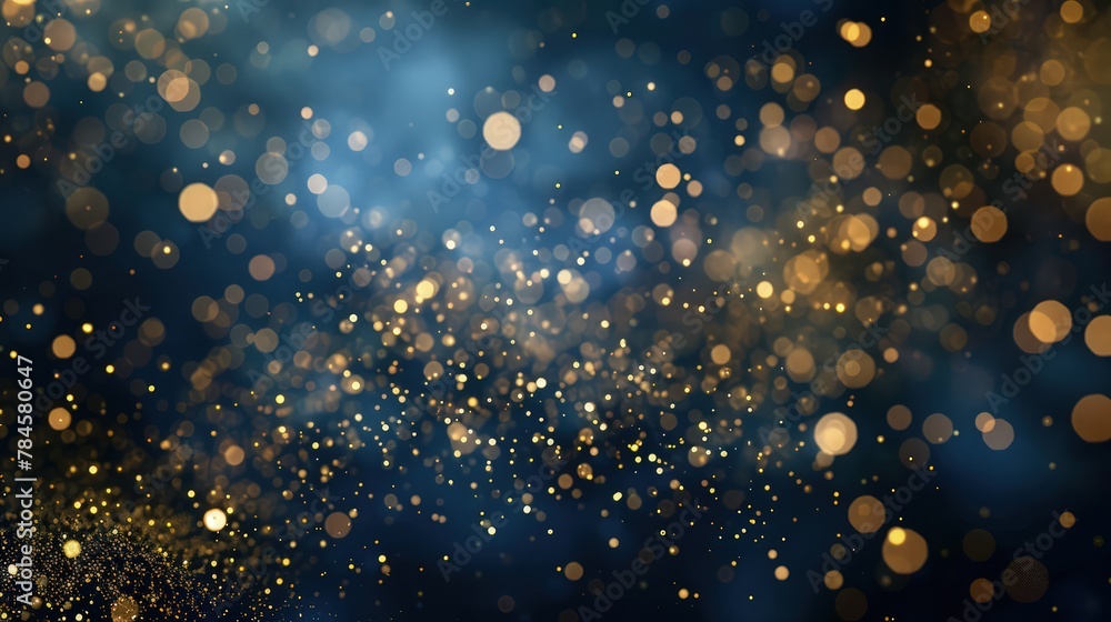 Poster a luxurious background of shiny golden sparkles on a dark backdrop. the golden particles create a st