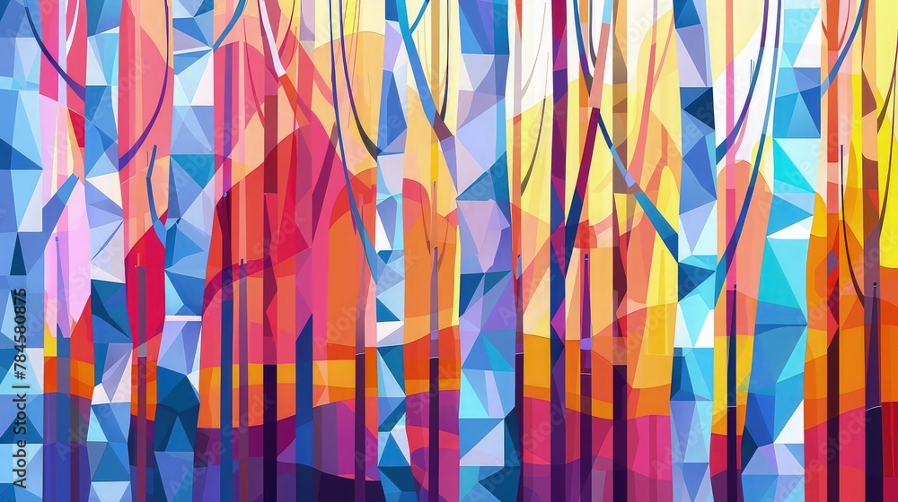 Poster an abstract background featuring colorful vertical lines of varying widths and lengths.