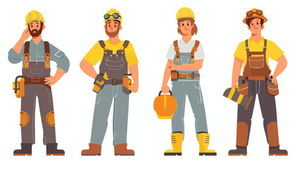 Worker holding a work helmet vector illustration