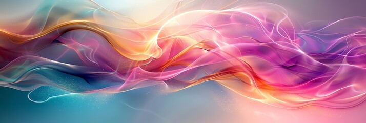 Abtract, intersecting arcs of light, makro, vivid tones of green and pink purple black, on a backdrop of swirling pastels, silky and smooth surface