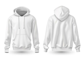 Elegant white sweatshirts on the front and back, highlighting the detailed stitching and comfortable design.