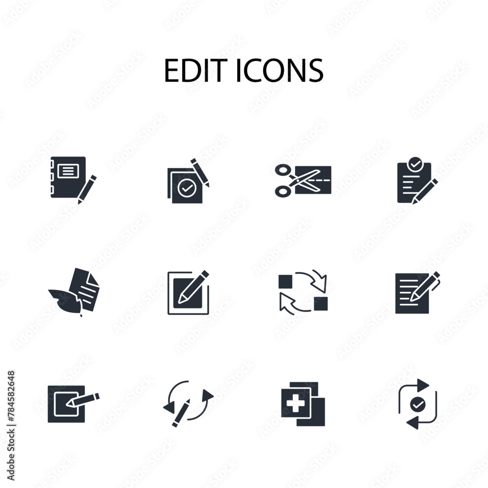 Poster edit tool icon set.vector.editable stroke.linear style sign for use web design,logo.symbol illustrat