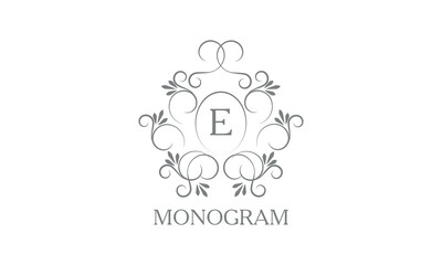 Stylish, elegant initial letter E monogram design in vector style. Emblem, logo for restaurant, boutique, jewelry, business.