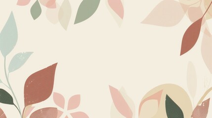 Pastel Botanical Background with Abstract Leaf Patterns