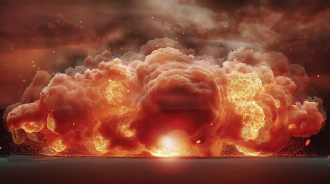 explosion of fire, bomb explotion, nuclear on black background 3D rendering. Video HD