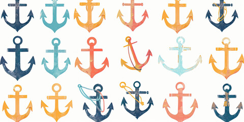 Anchor background, anchors multiple designs graphic resource, white background, generated ai