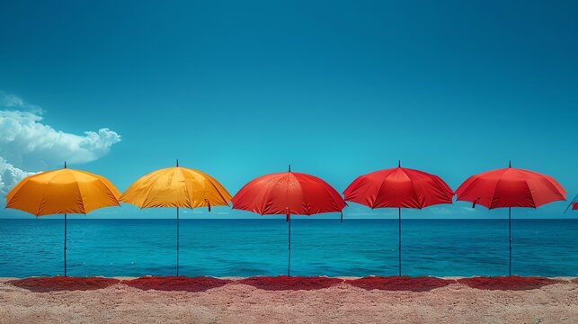 Capture the elegance of modern umbrellas against a clear