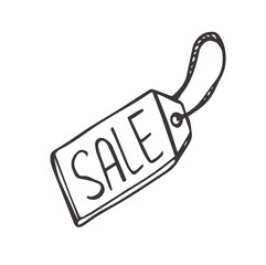 discount label doodle icon with word sale